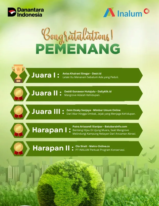 INALUM Umumkan Pemenang IN-Journal Chapter II, 65 Karya Jurnalistik Angkat Tema Konservasi