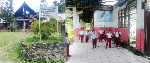 Kondisi gedung SDN 099 sangat memprihatinkan. Ibarat seperti bekas dibombardir, sebagian gedung ini tinggal puing. beritasore/Irham Hagabean Nasution