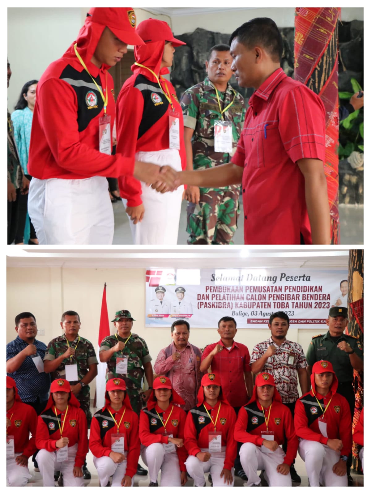 Keterangan foto: Wakil Bupati Toba, Tonny M.Simanjuntak foto bersama dengan 20 siswa SMA calon Paskibraka Kabupaten Toba. Ist