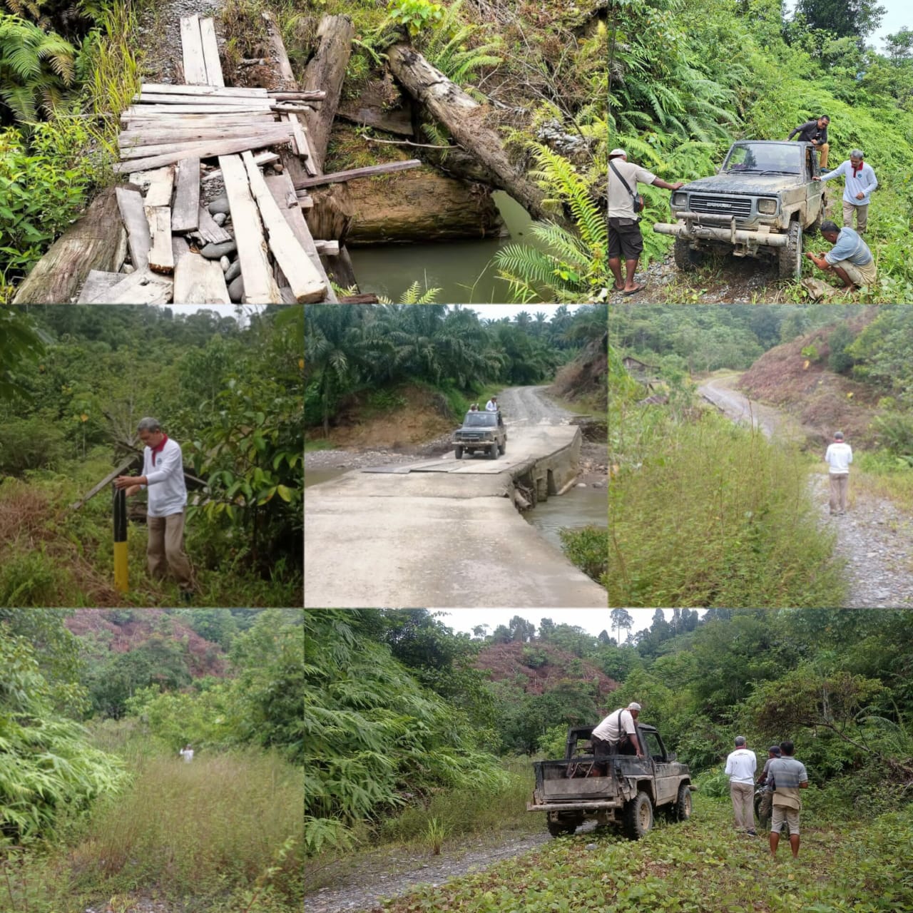 Teks foto : Tim ekspedisi Lembaga Advokasi Hutan Lestari (LembAHtari), tinjau titik nol pembangunan jalan tembus Kaloy – Lesten